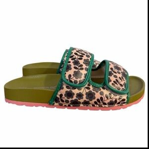 Regatta Orla Kiely Twin Strap Sandals size 8M Floral Green Pink Puffy Shoes